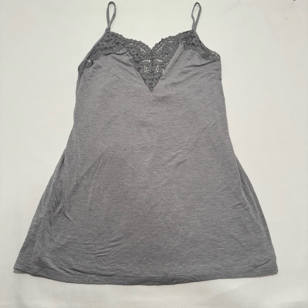 Victorias Secret slip dress Elegant Gray Lace-Trimmed Nightgown